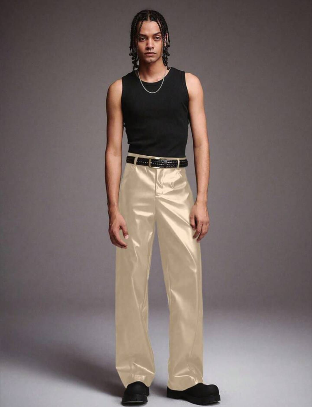 Men's Straight-Leg Trousers – High-Waist Relaxed Fit Fashion Pants